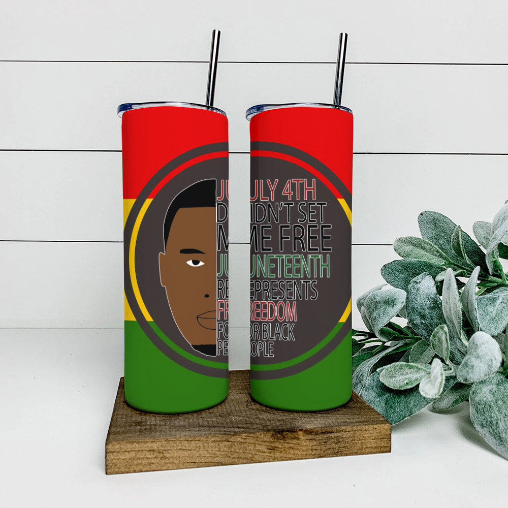 July 4Th Didn't Set Me Free Juneteeth - Juneteenth Tumbler - Stainless Steel Tumbler - 20 oz Skinny Tumbler - Tumbler For Cold Drinks - Ciaocustom