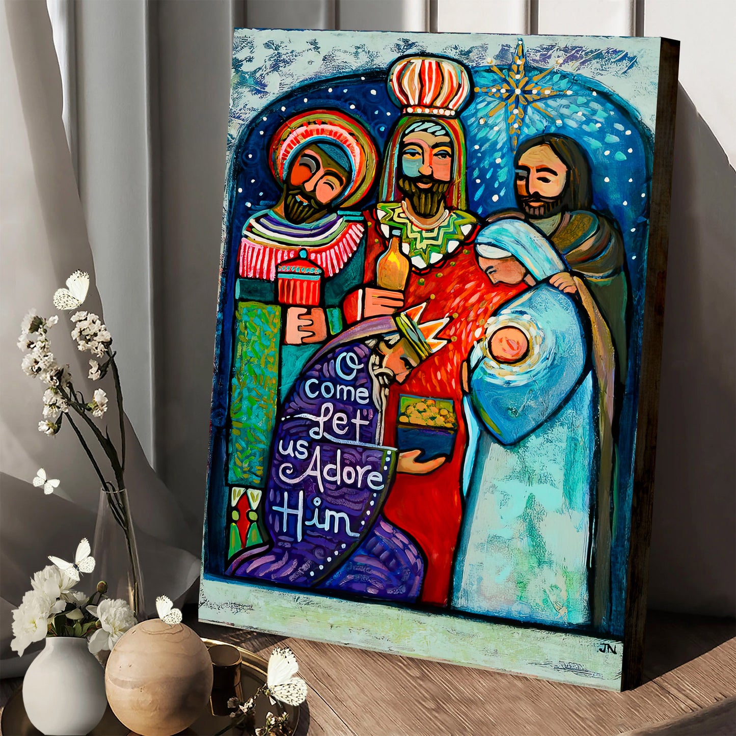 Three Kings O Come Let Us Adore Him Canvas - Religious Wall Art - Ciaocustom