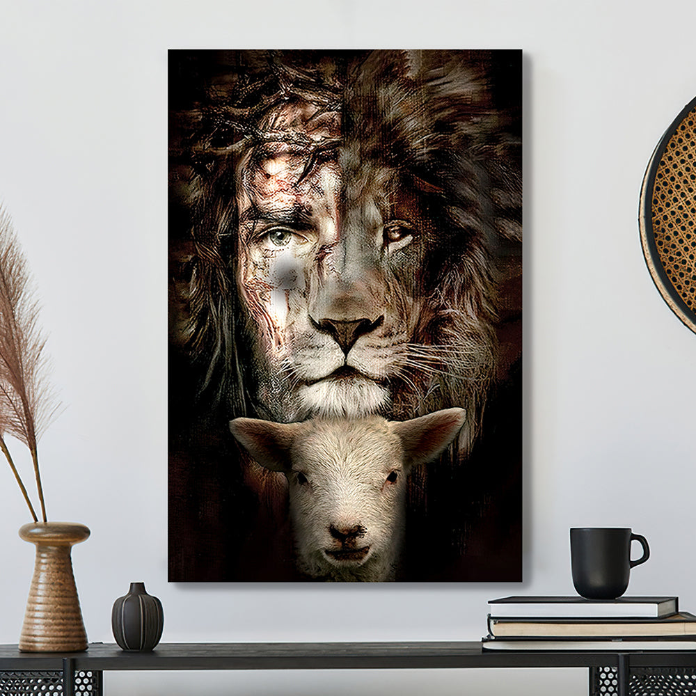 Christian Canvas Art - Jesus Canvas - Wall Art - Goat Baby And Lion In Canvas Poster - Ciaocustom