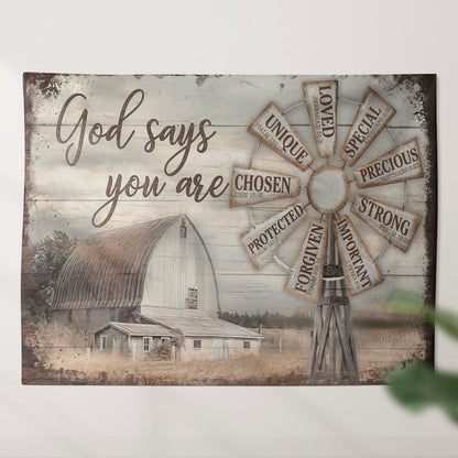 God Says You Are Tapestry - Windmill - Farm - Rustic Barn - Christian Tapestry Wall Hanging - Religious Tapestry - Home Decor - Ciaocustom