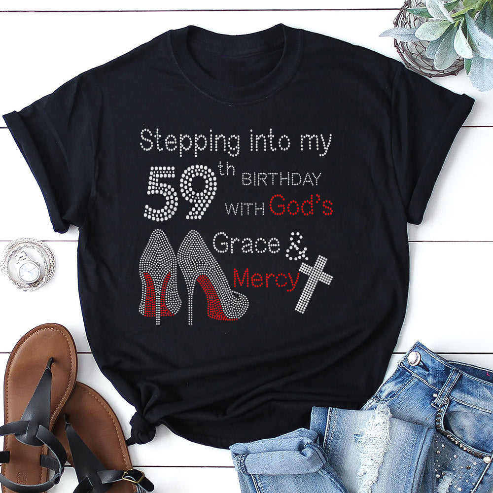 Stepping Into My 60th Birthday With God's Grace & Mercy T-shirt - Birthday Shirt For Women - Ciaocustom