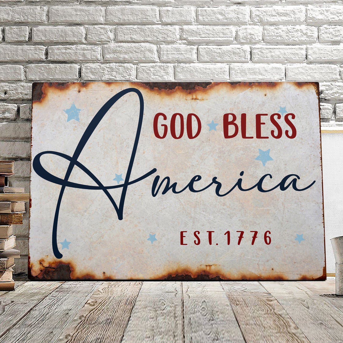 God Bless America - Est 1776 - Fourth Of July Paintings - Independence Day Canvas Wall Art - Ciaocustom