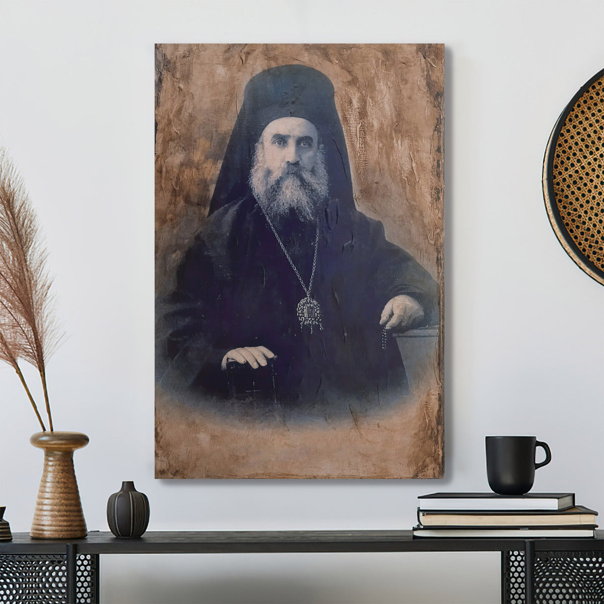 Saint Nektarios Canvas - Saint Nektarios Real Face Portrait - Byzantine Greek Orthodox - Religious Gift - Ciaocustom