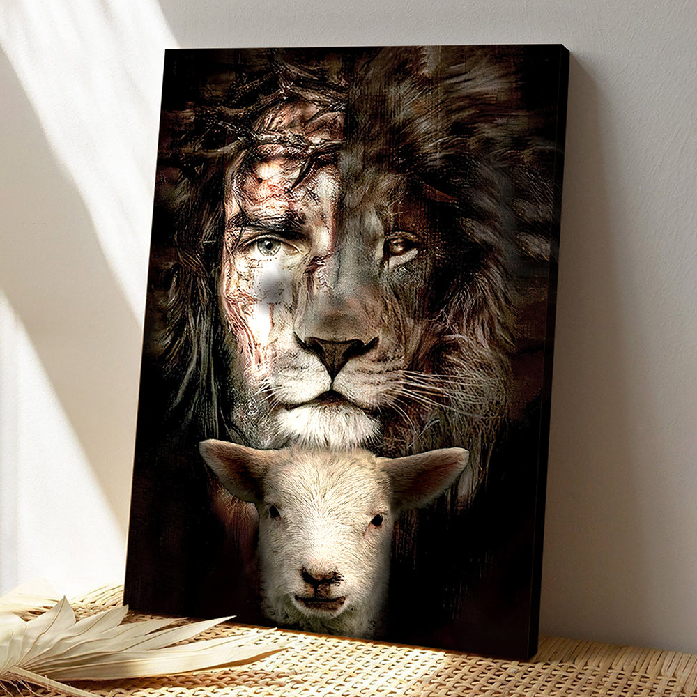 Christian Canvas Art - Jesus Canvas - Wall Art - Goat Baby And Lion In Canvas Poster - Ciaocustom