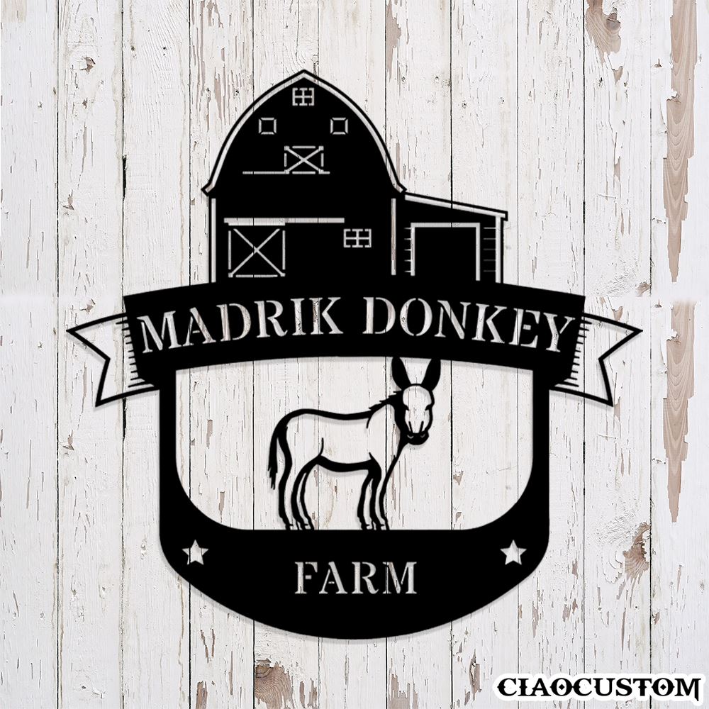 Donkey Metal Sign - Custom Metal Farm Signs - Laser Cut Farm Signs - Gifts For Farmers