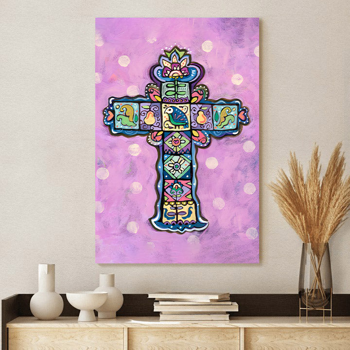 Easter Cross On Orchid Canvas Posters - Religious Wall Decor - Ciaocustom
