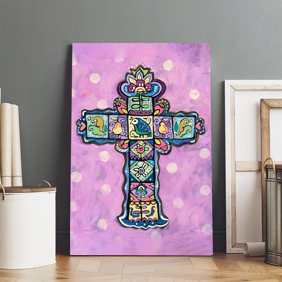 Easter Cross On Orchid Canvas Posters - Religious Wall Decor - Ciaocustom
