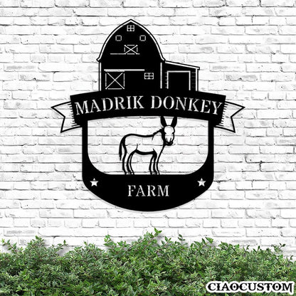 Donkey Metal Sign - Custom Metal Farm Signs - Laser Cut Farm Signs - Gifts For Farmers