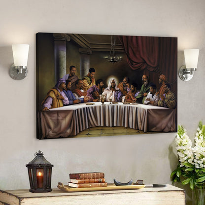Last Supper Painting Black Jesus - Christian Art Gift - Christian Wall Art - Religious Canvas Painting - Religious Posters - Ciaocustom
