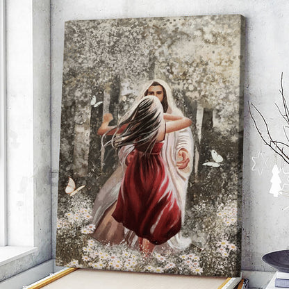 Jesus Hugging Girl - Jesus Pictures - Jesus Canvas Poster - Christian Canvas Prints - Faith Canvas - Gift For Christian - Ciaocustom