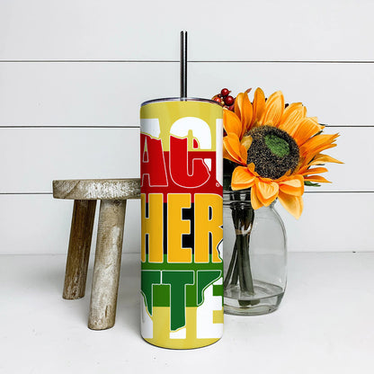 Black Fathers Matter - Juneteenth Tumbler - Stainless Steel Tumbler - 20 oz Skinny Tumbler - Tumbler For Cold Drinks - Ciaocustom