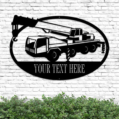 Custom Crane Truck Metal Sign - Personalized Metal Truck Wall Art - Metal Truck Decor - Gifts For Truck Drivers