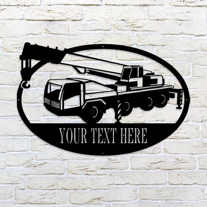 Custom Crane Truck Metal Sign - Personalized Metal Truck Wall Art - Metal Truck Decor - Gifts For Truck Drivers