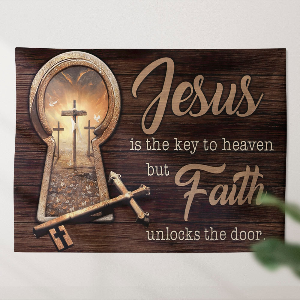 Jesus Key Tapestry - Faith Tapestry - Christian Wall Tapestry - Religious Tapestry Wall Hangings - Bible Tapestry - Home Decor - Ciaocustom