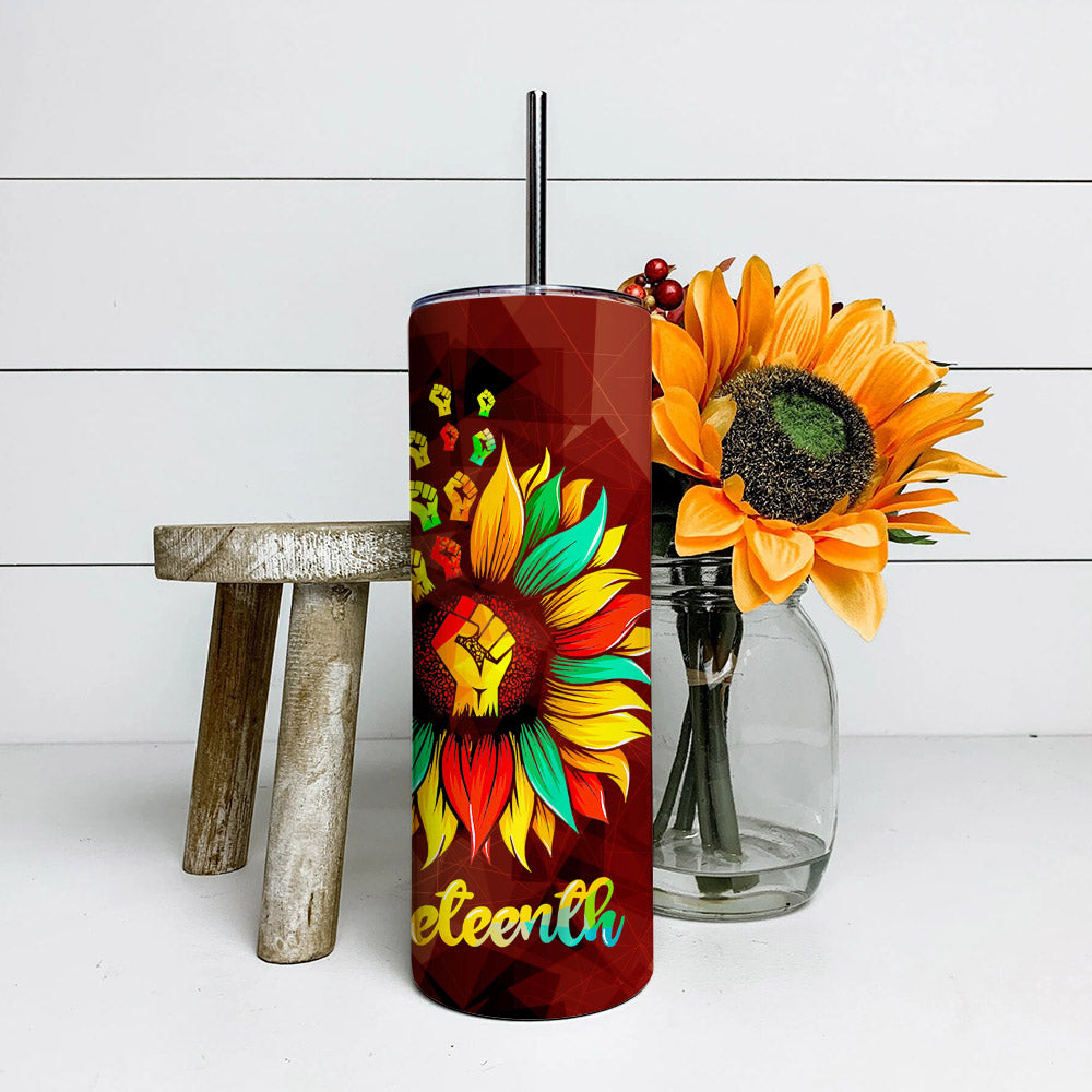 Sunflower - Juneteenth Tumbler - Stainless Steel Tumbler - 20 oz Skinny Tumbler - Tumbler For Cold Drinks - Ciaocustom