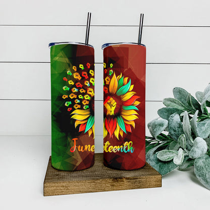 Sunflower - Juneteenth Tumbler - Stainless Steel Tumbler - 20 oz Skinny Tumbler - Tumbler For Cold Drinks - Ciaocustom