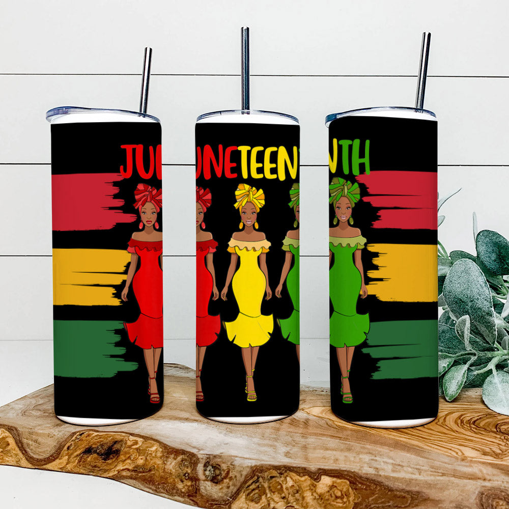 Black Queen - Juneteenth - Juneteenth Tumbler - Stainless Steel Tumbler - 20 oz Skinny Tumbler - Tumbler For Cold Drinks - Ciaocustom