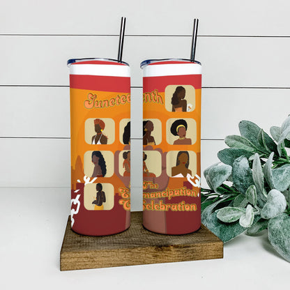 The Emanclipation Celebration - Juneteenth Tumbler - Stainless Steel Tumbler - 20 oz Skinny Tumbler - Tumbler For Cold Drinks - Ciaocustom