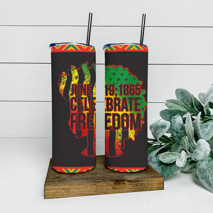 June 19.1865 Celebrate Freedom - Juneteenth Tumbler - Stainless Steel Tumbler - 20 oz Skinny Tumbler - Tumbler For Cold Drinks - Ciaocustom