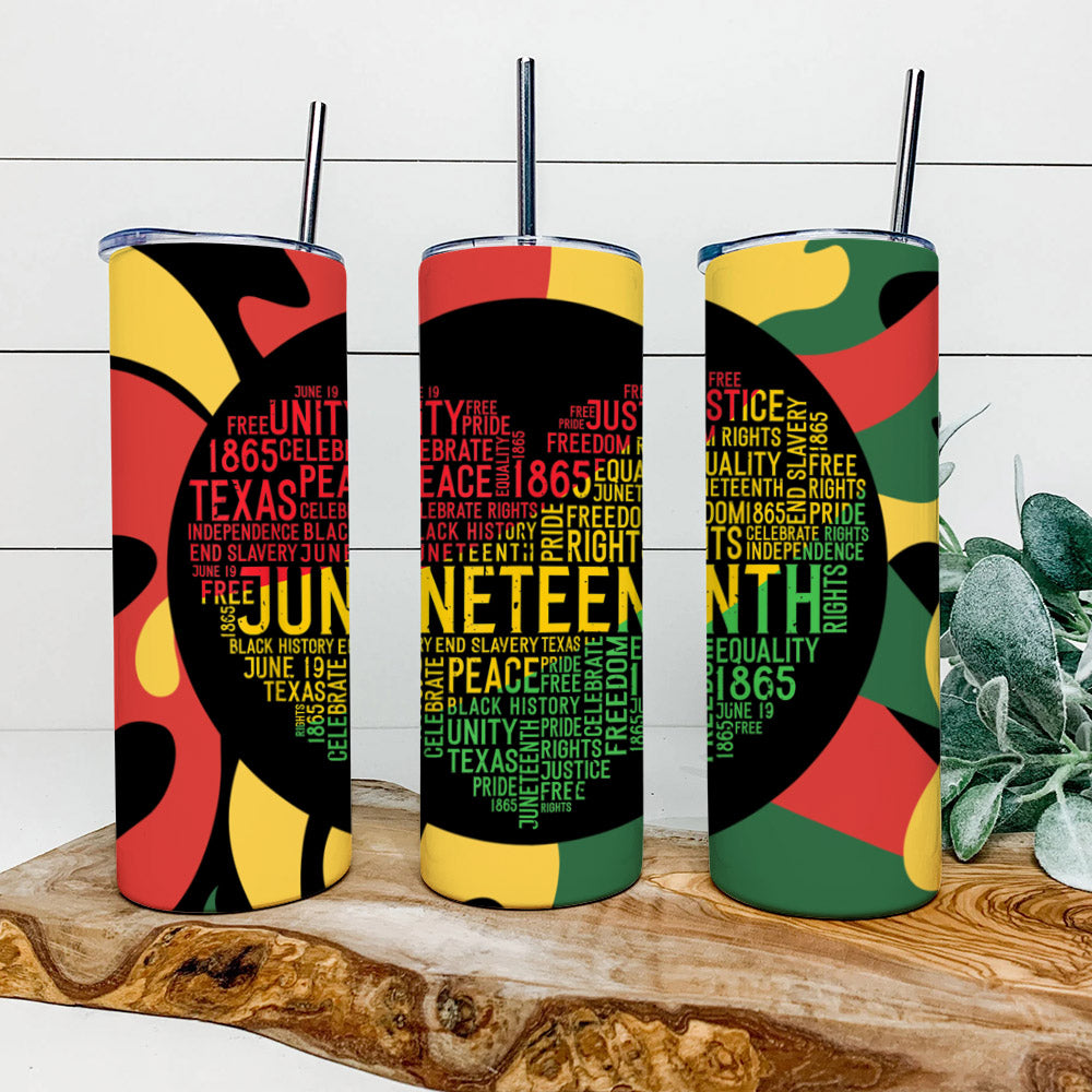 Free Unity - Juneteenth Tumbler - Stainless Steel Tumbler - 20 oz Skinny Tumbler - Tumbler For Cold Drinks - Ciaocustom