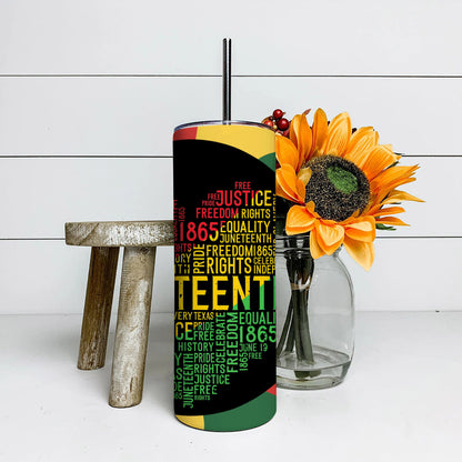 Free Unity - Juneteenth Tumbler - Stainless Steel Tumbler - 20 oz Skinny Tumbler - Tumbler For Cold Drinks - Ciaocustom