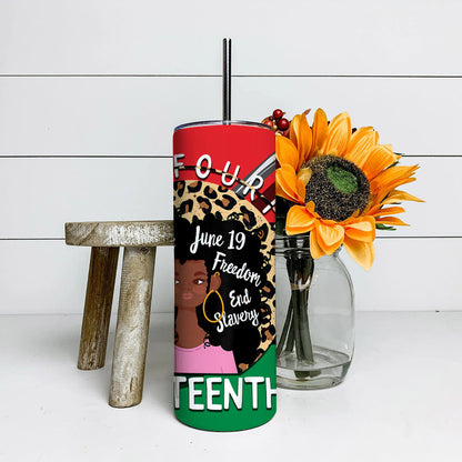 Jully Fourth Black Free 1865 Texas - Juneteenth Tumbler - Stainless Steel Tumbler - 20 oz Skinny Tumbler - Tumbler For Cold Drinks - Ciaocustom