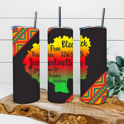 June 19 Freedom & Slavery - Juneteenth Tumbler - Stainless Steel Tumbler - 20 oz Skinny Tumbler - Tumbler For Cold Drinks - Ciaocustom