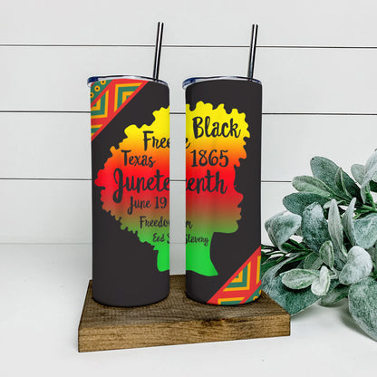 June 19 Freedom & Slavery - Juneteenth Tumbler - Stainless Steel Tumbler - 20 oz Skinny Tumbler - Tumbler For Cold Drinks - Ciaocustom