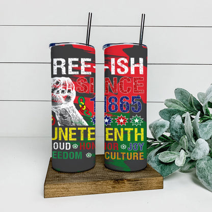 Free-ish Since 1865- Juneteenth Tumbler - Stainless Steel Tumbler - 20 oz Skinny Tumbler - Tumbler For Cold Drinks - Ciaocustom