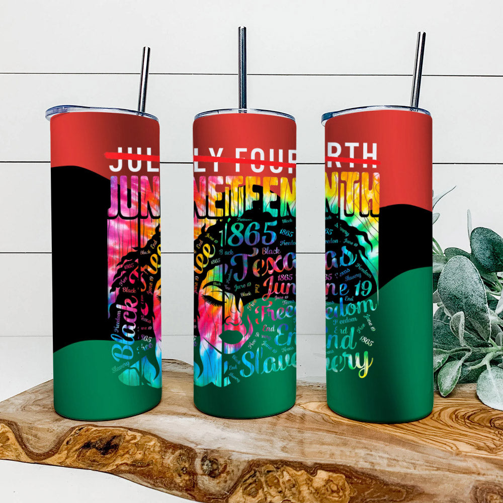 Juneteenth Black Free 1865 Texas - Juneteenth Tumbler - Stainless Steel Tumbler - 20 oz Skinny Tumbler - Tumbler For Cold Drinks - Ciaocustom