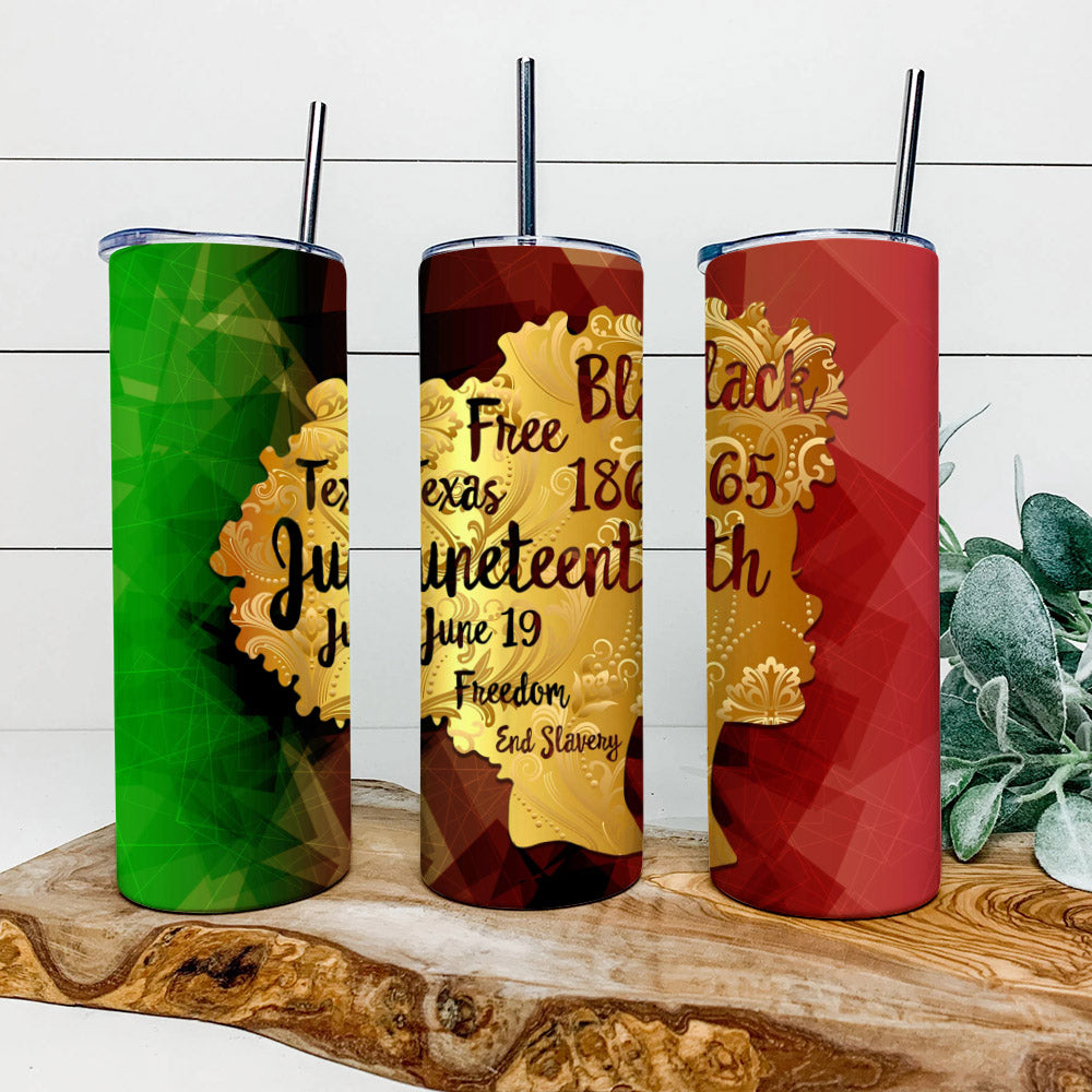 June 19 Freedom And Slavery - Juneteenth Tumbler - Stainless Steel Tumbler - 20 oz Skinny Tumbler - Tumbler For Cold Drinks - Ciaocustom