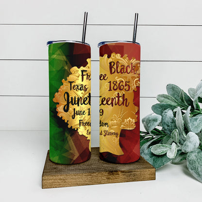 June 19 Freedom And Slavery - Juneteenth Tumbler - Stainless Steel Tumbler - 20 oz Skinny Tumbler - Tumbler For Cold Drinks - Ciaocustom