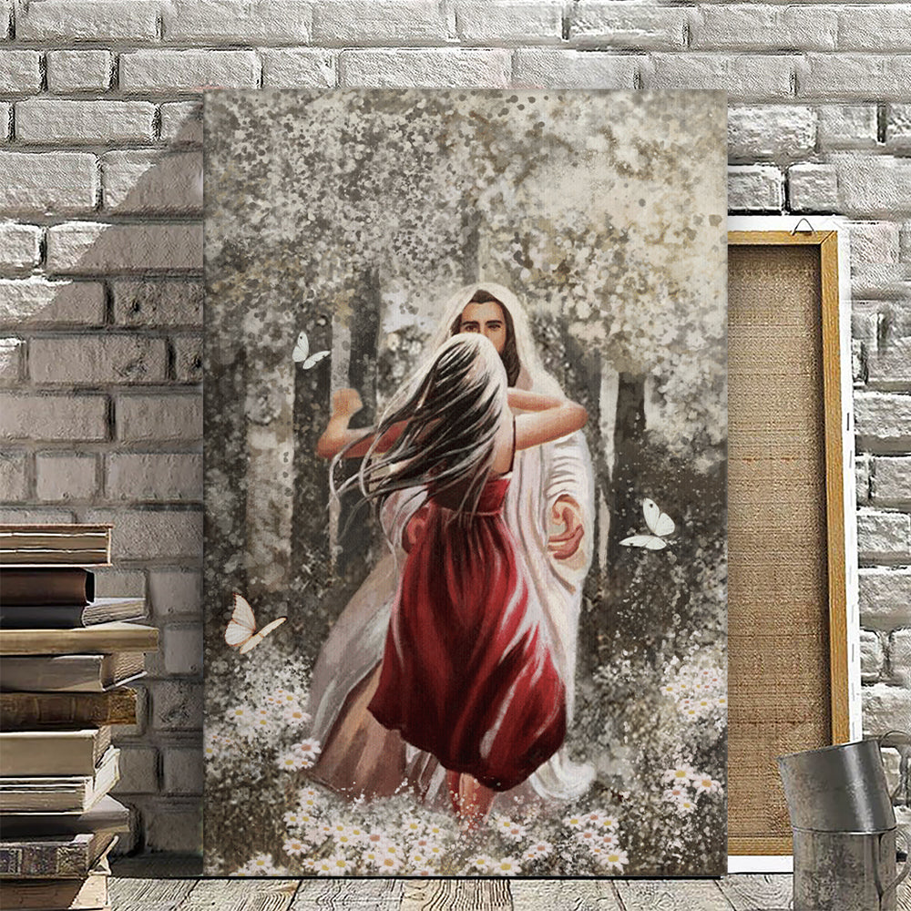 Jesus Hugging Girl - Jesus Pictures - Jesus Canvas Poster - Christian Canvas Prints - Faith Canvas - Gift For Christian - Ciaocustom