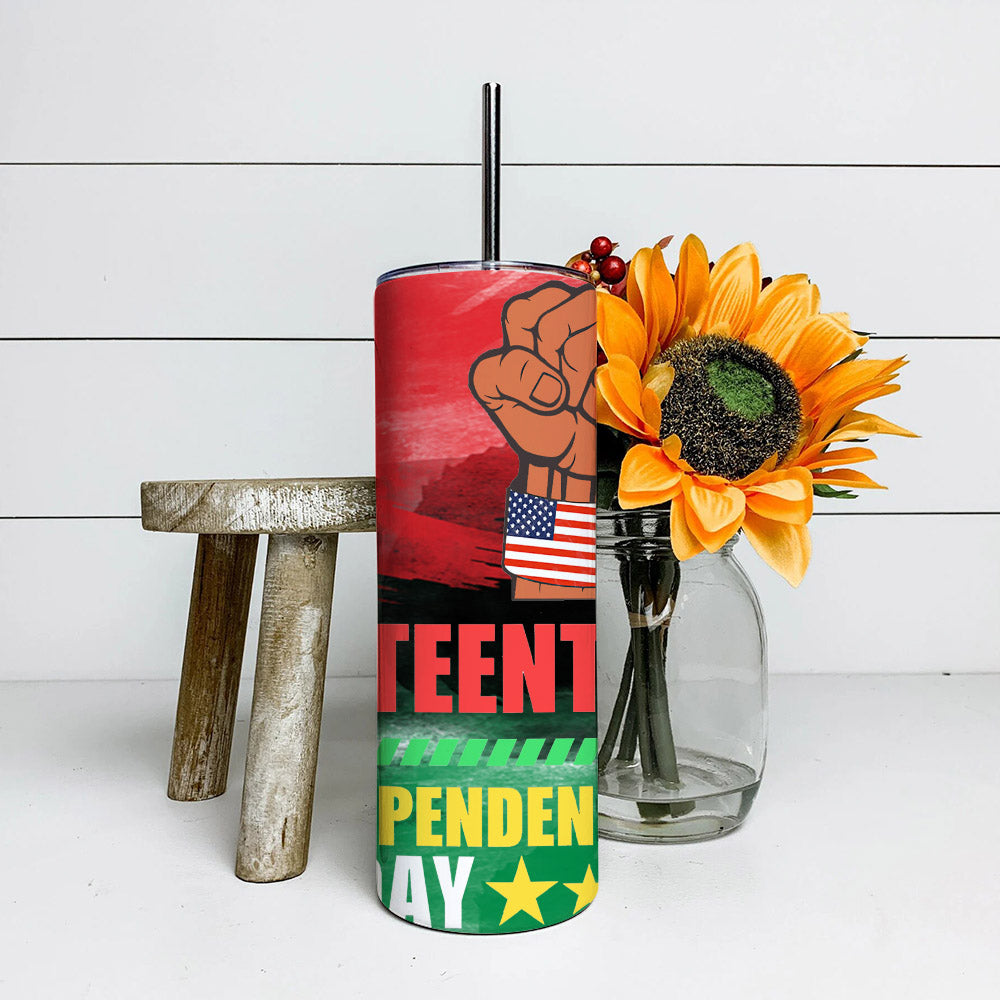 My Independence Day - Juneteenth Tumbler - Stainless Steel Tumbler - 20 oz Skinny Tumbler - Tumbler For Cold Drinks - Ciaocustom