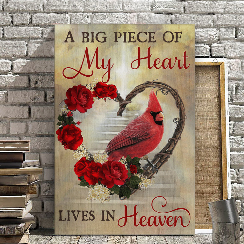 Cardinal Bird - A Big Piece Of My Heart Lives In Heaven - Christian Canvas Prints - Faith Canvas - Bible Verse Canvas - Ciaocustom