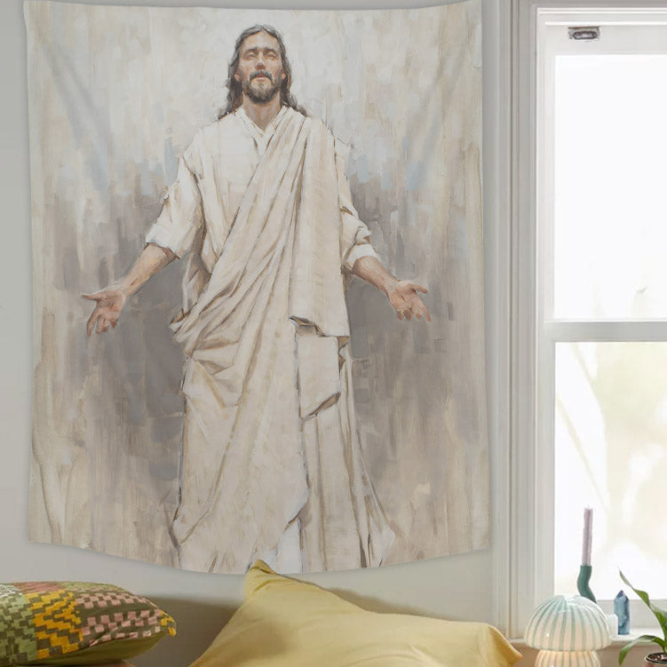 He is Risen Tapestry - Jesus Tapestry - Christian Tapestry - Religious Tapestry Wall Hangings - Christian Tapestry Wall Hanging - Ciaocustom