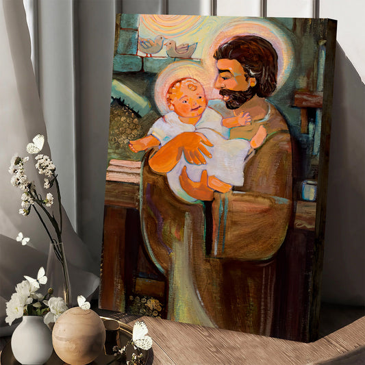 St Joseph And Baby Jesus Canvas - Christian Wall Posters