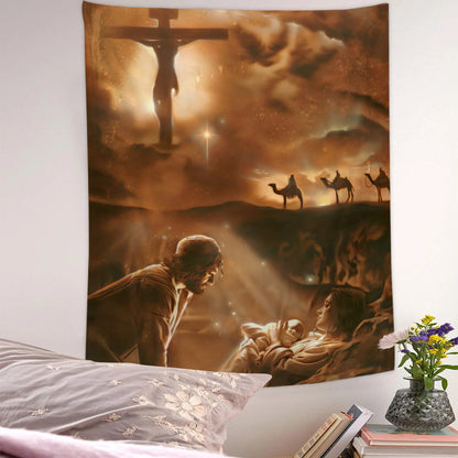 Christian Tapestry - Jesus On Cross - Bible Verse Wall Tapestry - Religious Tapestry Wall Hangings - Jesus Tapestry - Catholic Tapestry Ciaocustom