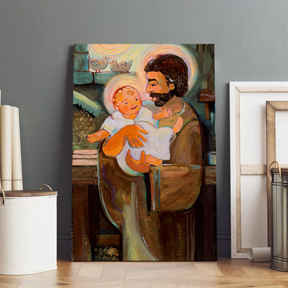 St Joseph And Baby Jesus Canvas - Christian Wall Posters