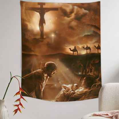 Christian Tapestry - Jesus On Cross - Bible Verse Wall Tapestry - Religious Tapestry Wall Hangings - Jesus Tapestry - Catholic Tapestry Ciaocustom
