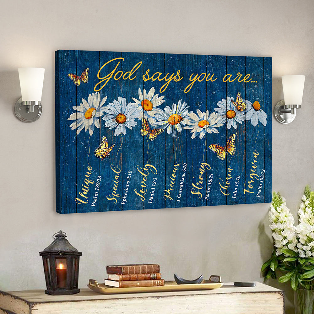 Bible Verse Canvas - Jesus Canvas Art - Scripture Wall Decor - God Says You Are Flower Canvas Poster - Ciaocustom