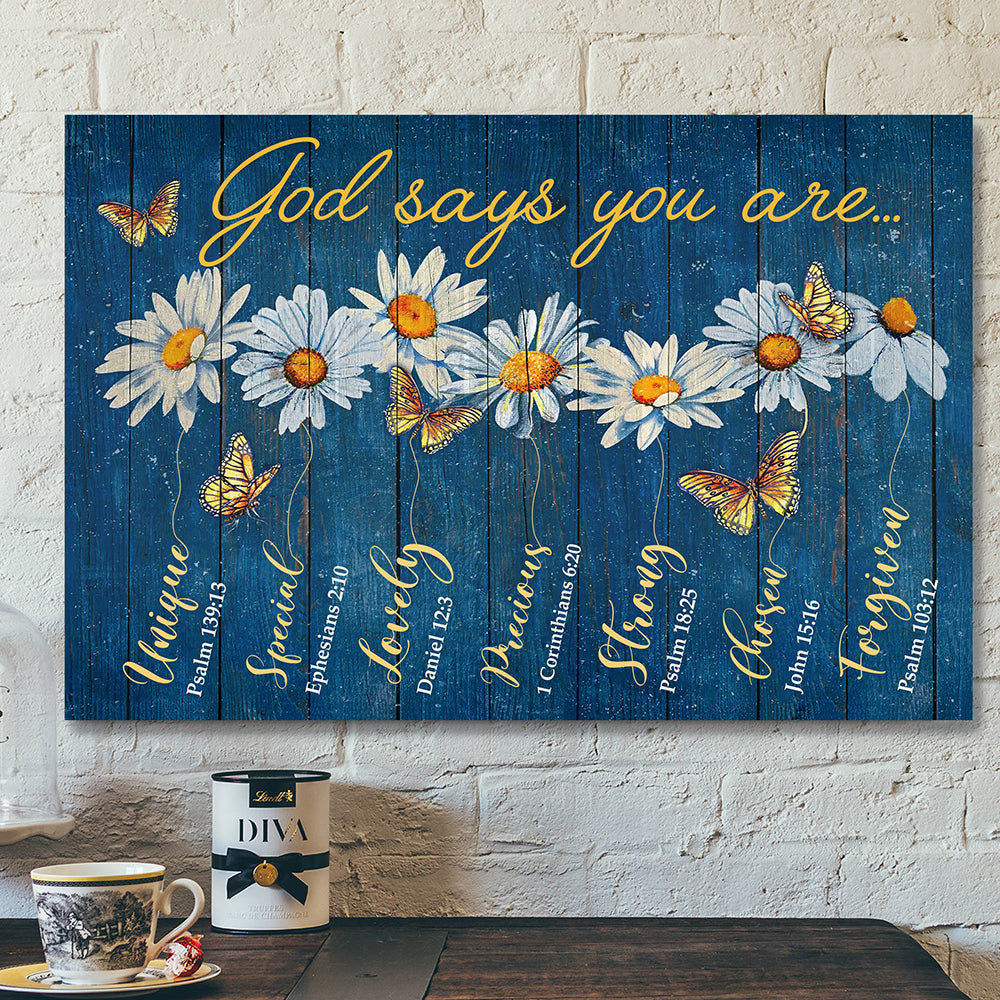 Bible Verse Canvas - Jesus Canvas Art - Scripture Wall Decor - God Says You Are Flower Canvas Poster - Ciaocustom