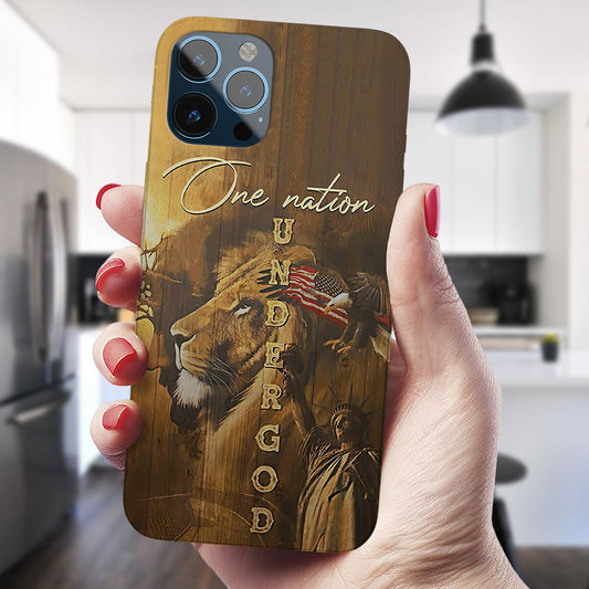 Lion - One Nation Under God - Christian Phone Case - Religious Phone Case - Bible Verse Phone Case - Ciaocustom