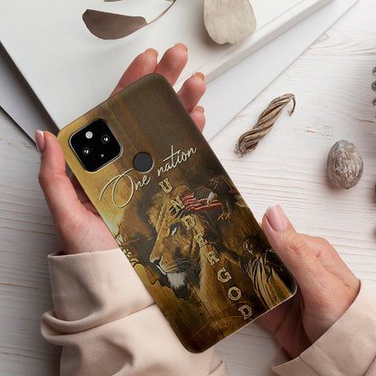 Lion - One Nation Under God - Christian Phone Case - Religious Phone Case - Bible Verse Phone Case - Ciaocustom