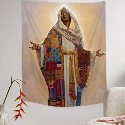 Jesus Christ Coat of Many Colors Tapestry - Christian Tapestry - God Tapestry - Tapestry Wall Hanging - Jesus Christ Tapestry Wall Art - Ciaocustom