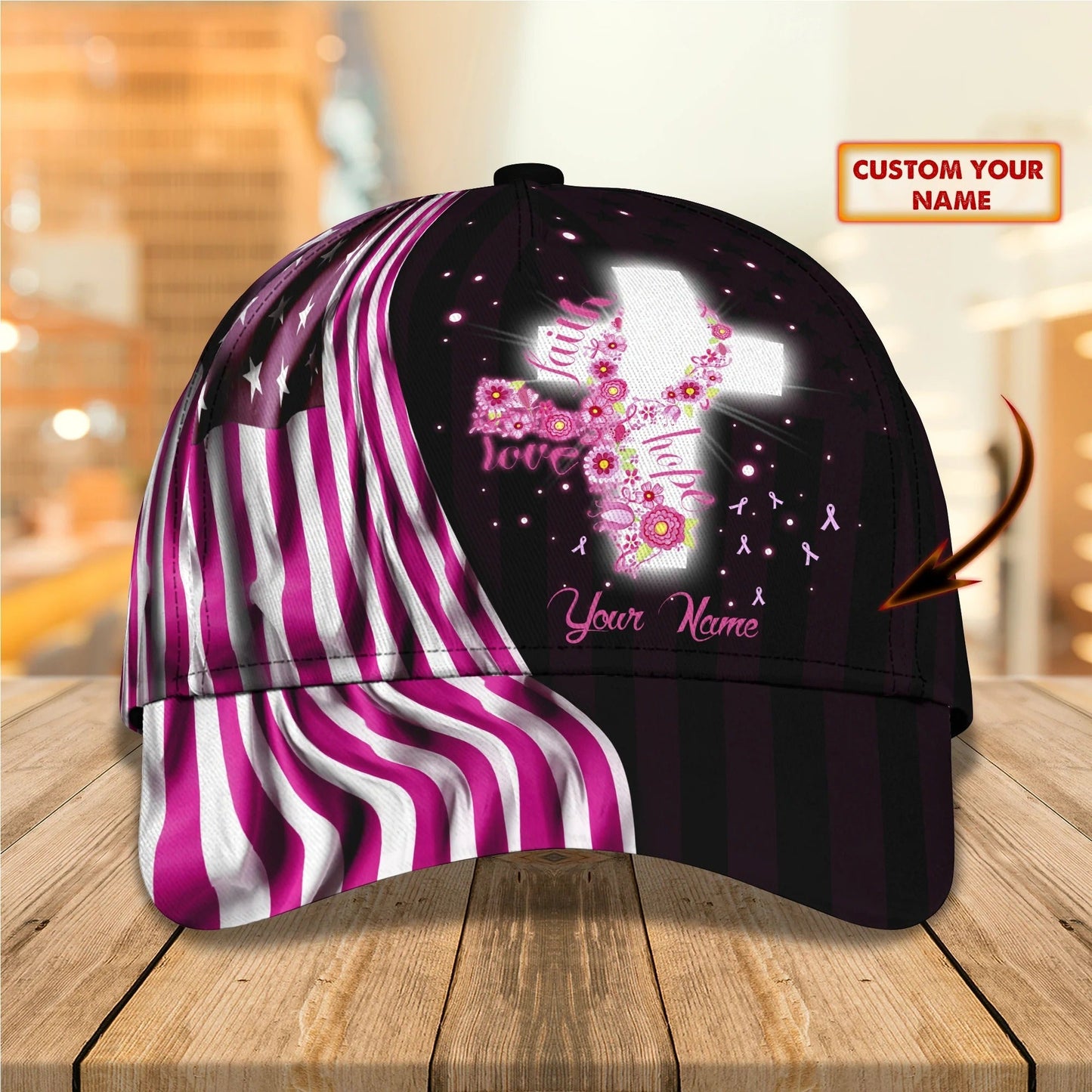 3D All Over Print Breast Cancer Awareness Baseball Cap Hat - Custom Breast Cancer Gift