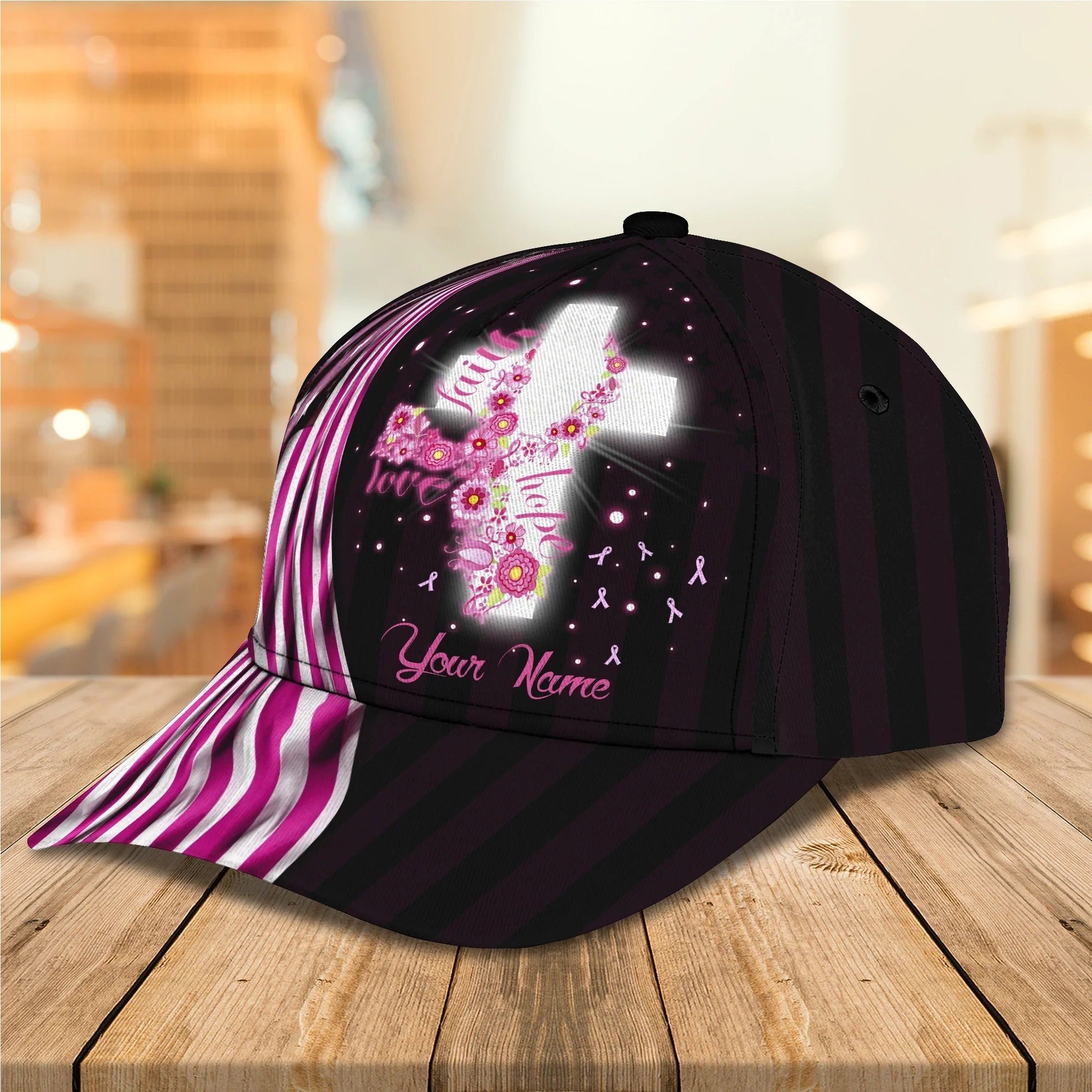3D All Over Print Breast Cancer Awareness Baseball Cap Hat - Custom Breast Cancer Gift