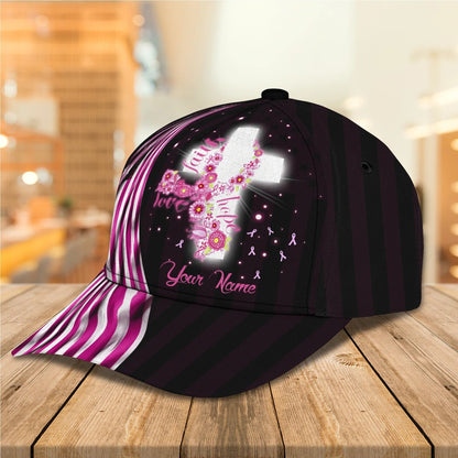 3D All Over Print Breast Cancer Awareness Baseball Cap Hat - Custom Breast Cancer Gift
