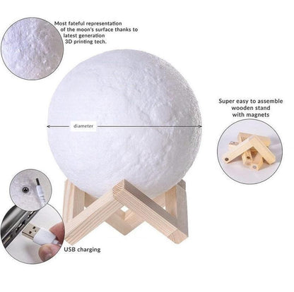 3D Printed Moon Lamp - 3d Moon Lamp - Custom Gifts For Family