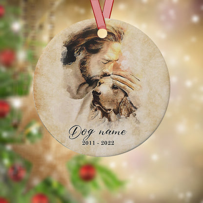 Custom Jesus And Dog Memorial Ornament - Safe in His Arms Ornament - Christmas Ornament - Ciaocustom